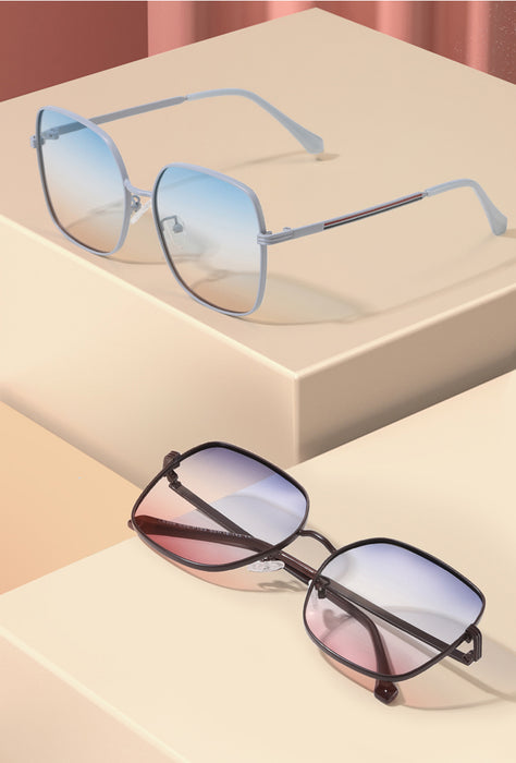 Unisex Polarized Square 'Rani Thion' Metal Sunglasses