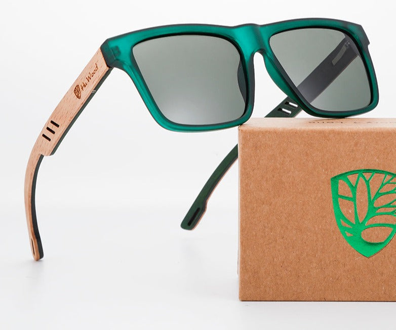 Men's Polarized Sports Square 'Ortiz' Wooden Sunglasses