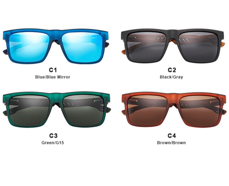 Men's Polarized Sports Square 'Ortiz' Wooden Sunglasses