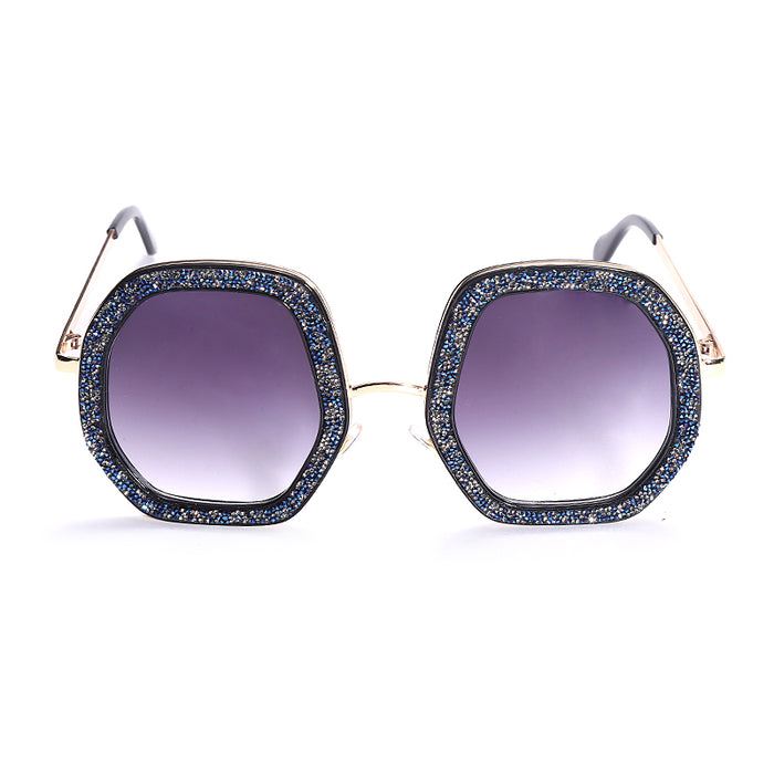 Women's Oversized Shiny Round 'Krista' Metal Sunglasses