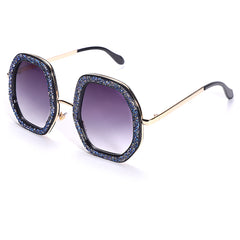 Women's Oversized Shiny Round 'Krista' Metal Sunglasses