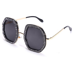 Women's Oversized Shiny Round 'Krista' Metal Sunglasses