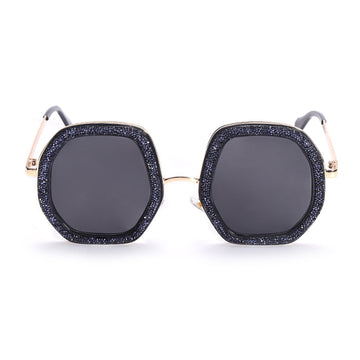 Women's Oversized Shiny Round 'Krista' Metal Sunglasses