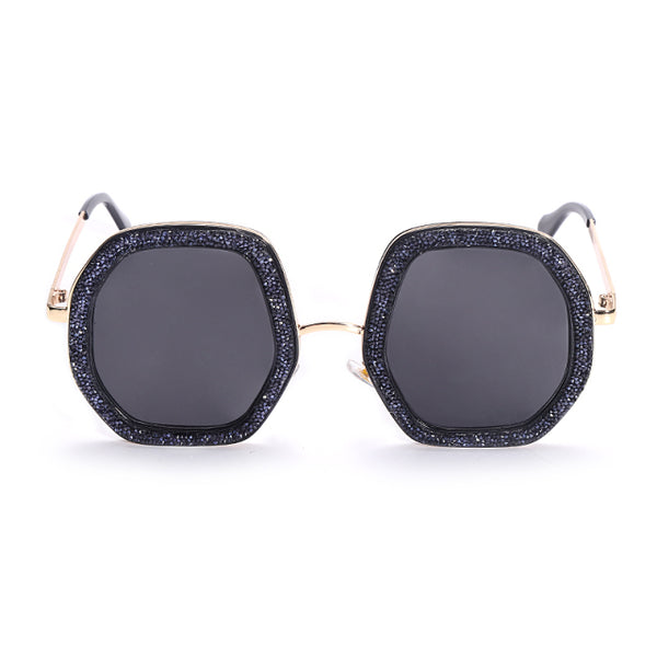 Women's Oversized Shiny Round 'Krista' Metal Sunglasses