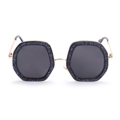 Women's Oversized Shiny Round 'Krista' Metal Sunglasses