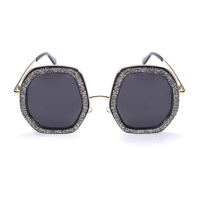 Women's Oversized Shiny Round 'Krista' Metal Sunglasses