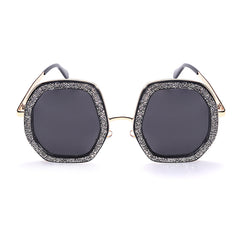 Women's Oversized Shiny Round 'Krista' Metal Sunglasses