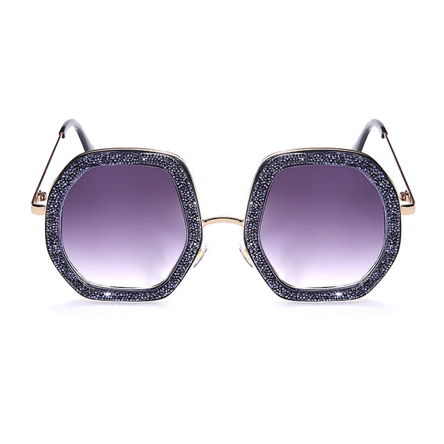 Women's Oversized Shiny Round 'Krista' Metal Sunglasses