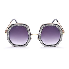 Women's Oversized Shiny Round 'Krista' Metal Sunglasses