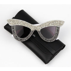 Women's Oversized Rhinestone 'Zebby' Cat Eye Plastic Sunglasses