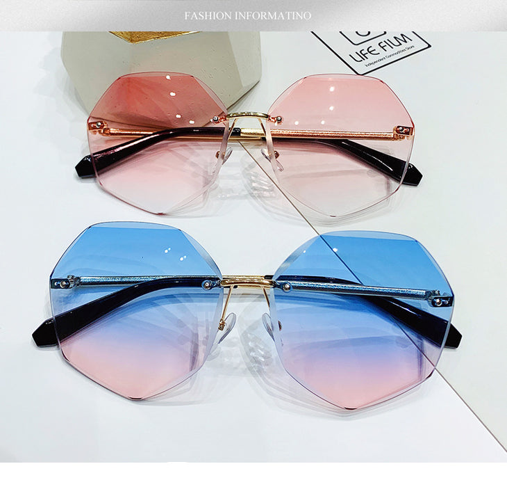 Women's Hexagon Cut-Edge 'Seri' Metal Sunglasses