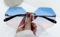 Women's Hexagon Cut-Edge 'Seri' Metal Sunglasses