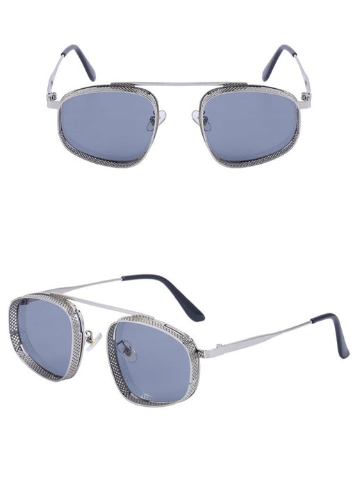 Men's Steampunk Rectangular 'Axis' Metal Sunglasses