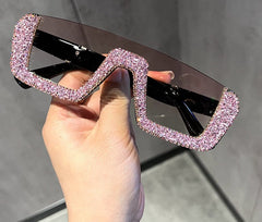 Women's Retro Rectangle Diamond 'Fortune' Plastic Sunglasses