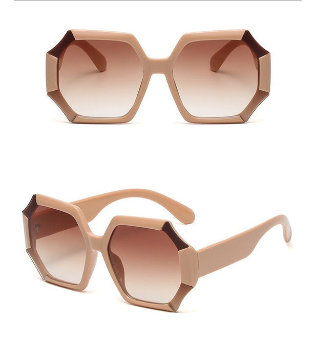 Women's Oversized Polygon 'Empire' Plastic Sunglasses