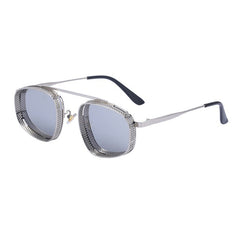 Men's Steampunk Rectangular 'Axis' Metal Sunglasses