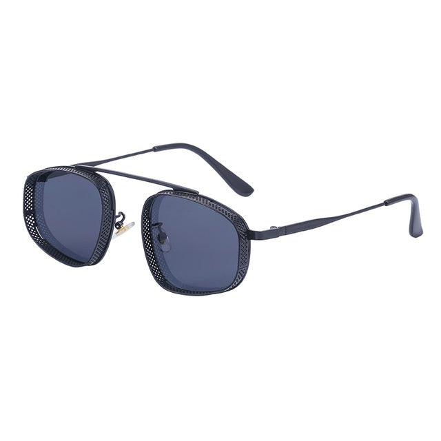 Men's Steampunk Rectangular 'Axis' Metal Sunglasses