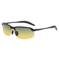 Men's Semi Rimless Polarized Rectangular 'Carmelo' Metal Sunglasses