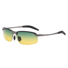 Men's Semi Rimless Polarized Rectangular 'Carmelo' Metal Sunglasses