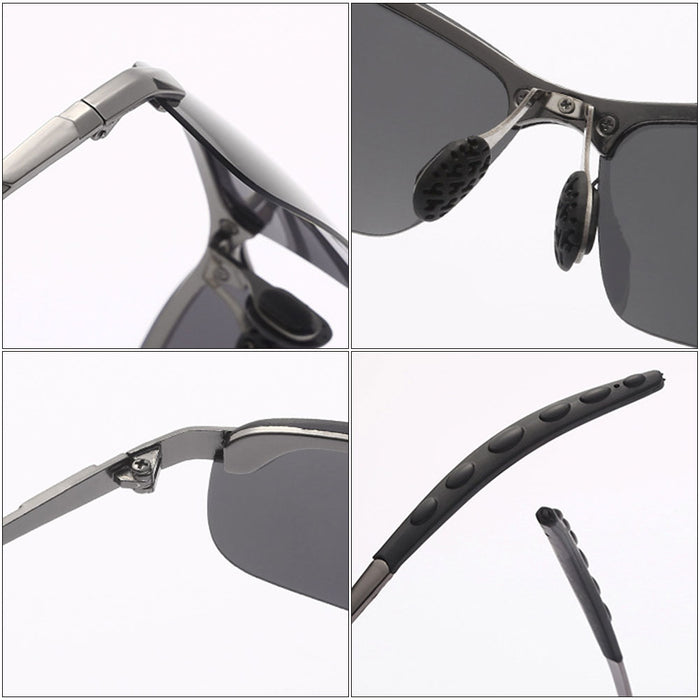 Men's Semi Rimless Polarized Rectangular 'Carmelo' Metal Sunglasses