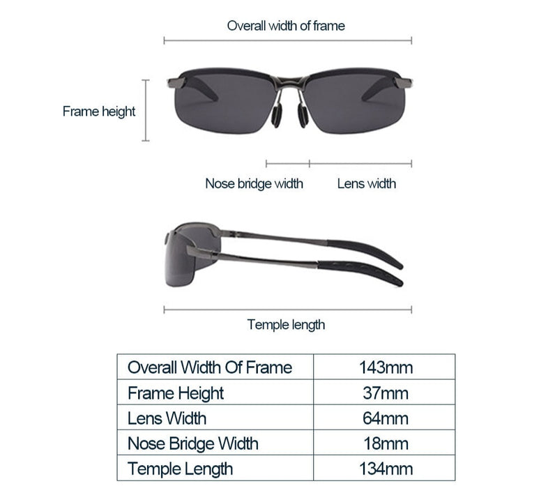Men's Semi Rimless Polarized Rectangular 'Carmelo' Metal Sunglasses