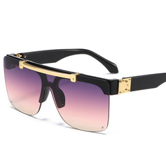 Unisex Oversized Semi Rimless Square 'Flip Friend' Plastic  Sunglasses