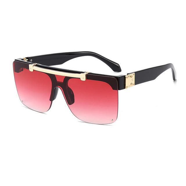 Unisex Oversized Semi Rimless Square 'Flip Friend' Plastic  Sunglasses