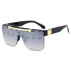 Unisex Oversized Semi Rimless Square 'Flip Friend' Plastic  Sunglasses