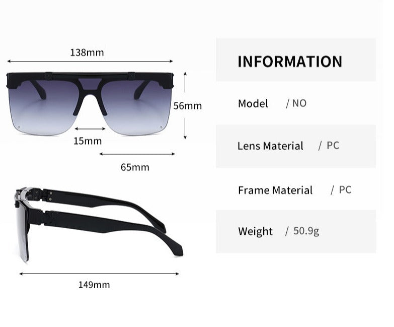 Unisex Oversized Semi Rimless Square 'Flip Friend' Plastic  Sunglasses