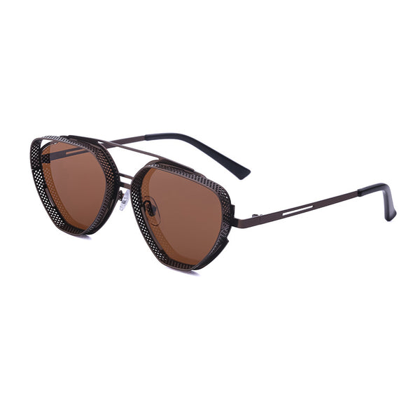 Men's Retro Steampunk Round 'Voughne' Metal Sunglasses