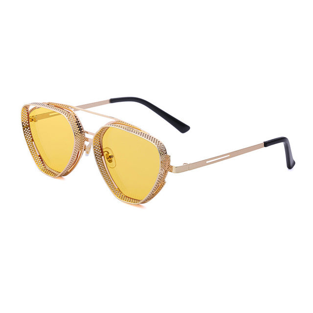 Men's Retro Steampunk Round 'Voughne' Metal Sunglasses