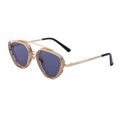 Men's Retro Steampunk Round 'Voughne' Metal Sunglasses