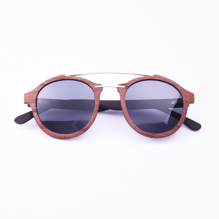 Unisex Luxury Round Polarized 'Rose' Wooden Sunglasses