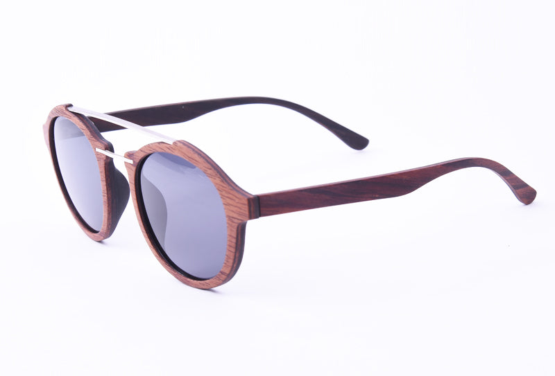 Unisex Luxury Round Polarized 'Rose' Wooden Sunglasses