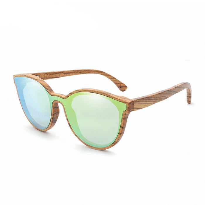 Unisex Round 'Lilo' Wooden Sunglasses