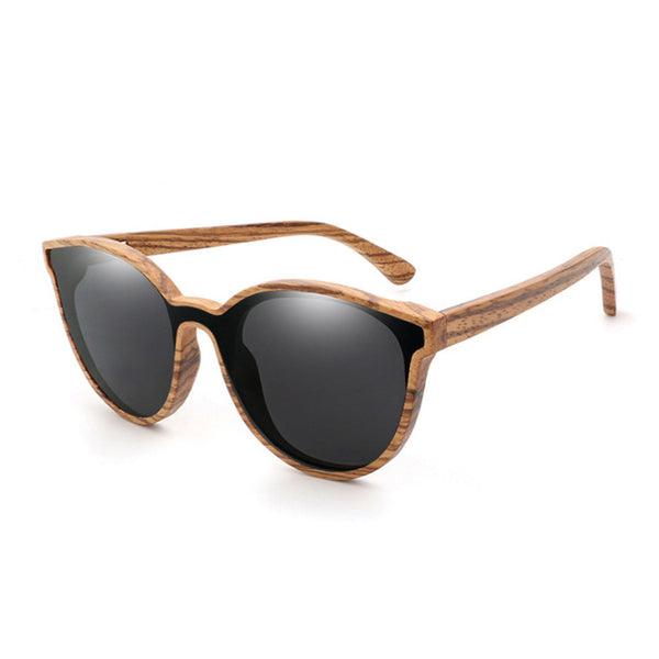 Unisex Round 'Lilo' Wooden Sunglasses