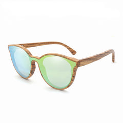 Unisex Round 'Lilo' Wooden Sunglasses