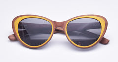 Unisex Polarized Cat Eye 'Relief' Wooden Sunglasses