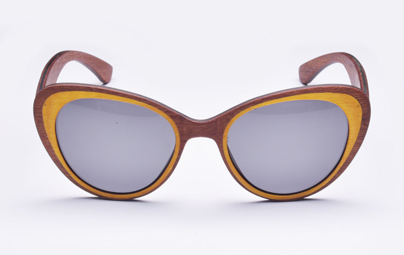 Unisex Polarized Cat Eye 'Relief' Wooden Sunglasses