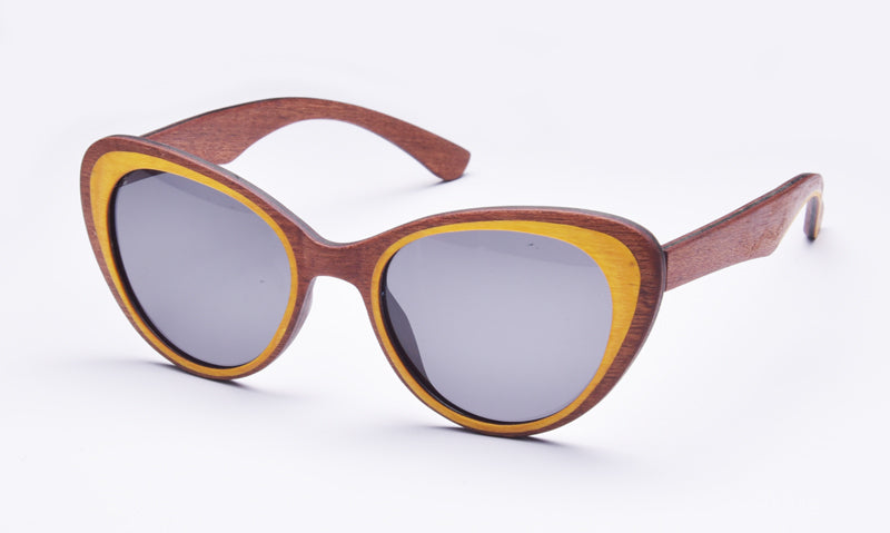 Unisex Polarized Cat Eye 'Relief' Wooden Sunglasses
