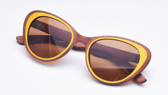 Unisex Polarized Cat Eye 'Relief' Wooden Sunglasses