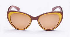 Unisex Polarized Cat Eye 'Relief' Wooden Sunglasses