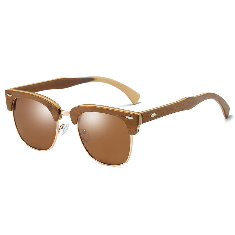 Men's Round Wooden 'Woody' Polarized Sunglasses