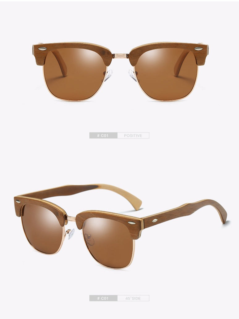 Men's Round Wooden 'Woody' Polarized Sunglasses