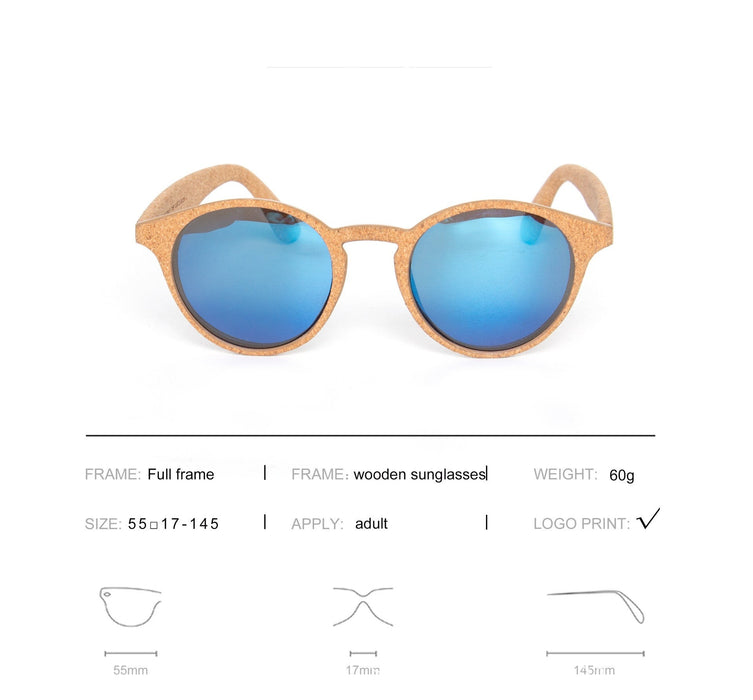 Women's Round 'Sandra' Wooden Sunglasses