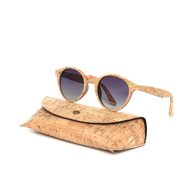 Women's Round 'Sandra' Wooden Sunglasses