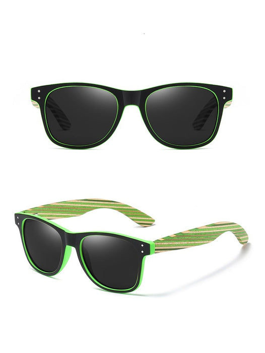 Unisex Square 'Zebra' Wooden Multicolor Sunglasses