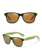 Unisex Square 'Zebra' Wooden Multicolor Sunglasses