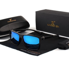 Men's Square Polarized 'Midnight Gleam' Plastic Sunglasses