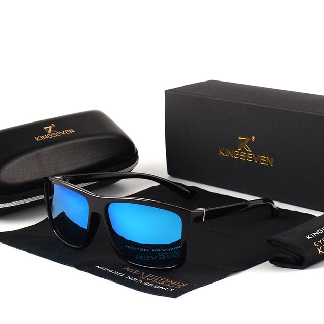 Men's Square Polarized 'Midnight Gleam' Plastic Sunglasses